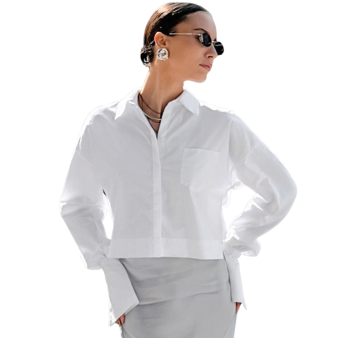 Revere™| Timeless Cropped White Shirt