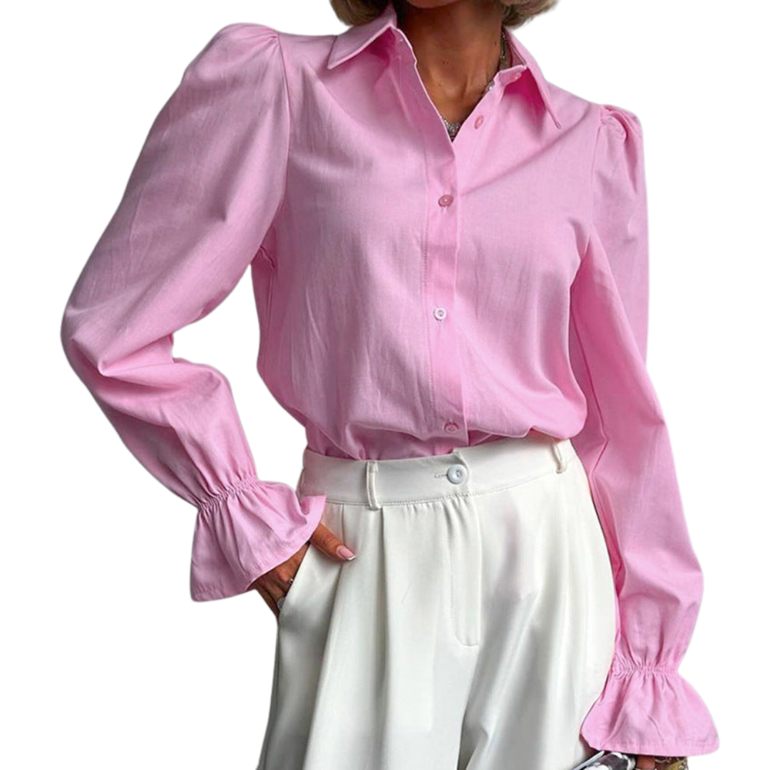 Revere™| Classic Puff-Sleeve Button-Up Blouse