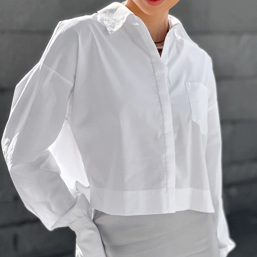 Revere™| Timeless Cropped White Shirt