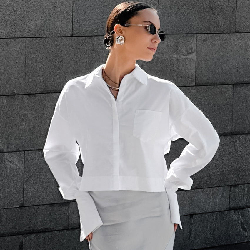 Revere™| Timeless Cropped White Shirt